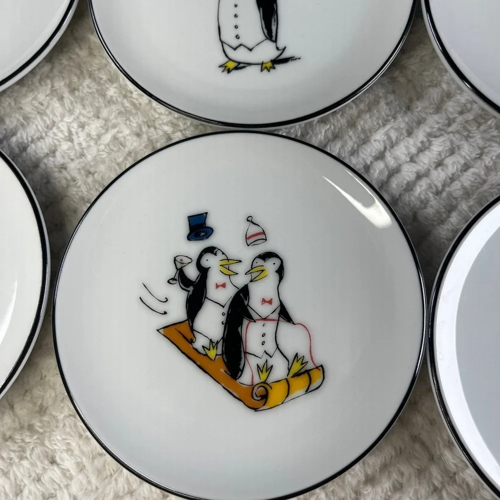 Pottery Barn Penguins Coasters Set of 8 Whimsical‎ Party Holiday Japan
